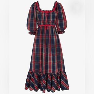 NWT - Midnight Tartan Agatha Dress, made w/ Hand Loomed Cotton